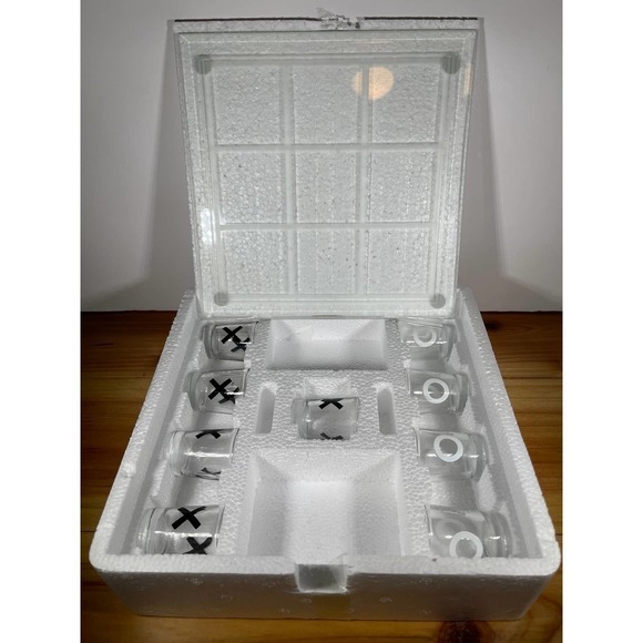 𝅺CRAFTED Imports Glass Tic Tac Toe Shot Glass Drinking Game 10 Piece Set *NEW* - Picture 5 of 8